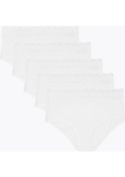 5'li Dantel Detaylı Full Brief Külot Seti