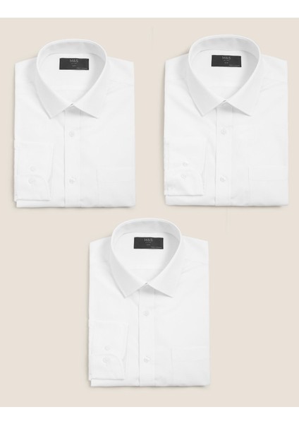 3'lü Slim Fit Gömlek Seti