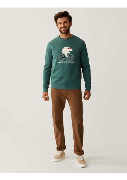 Saf Pamuklu Yılbaşı Temalı Sweatshirt