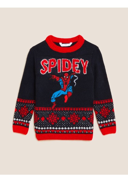 Marks & Spencer Spider-Man™ Yuvarlak Yaka Kazak