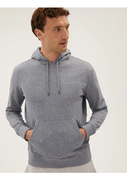 Marks & Spencer Saf Pamuklu Kapüşonlu Sweatshirt