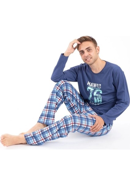 Erkek Baskılı Pijama Takımı Uzun Kollu Erkek Pijama Takımı
