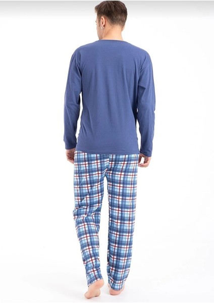 Erkek Baskılı Pijama Takımı Uzun Kollu Erkek Pijama Takımı