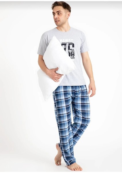 Erkek Baskılı Pijama Takımı Kısa Kollu