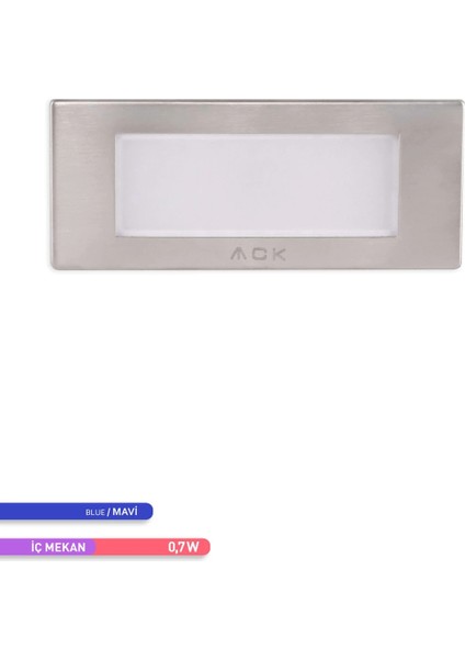LED Merdiven-Duvar Armatürü Dikdörtgen Mavi Işık 1.5W