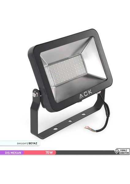 70W LED Projektör Siyah Kasa 6500K Beyaz Işık