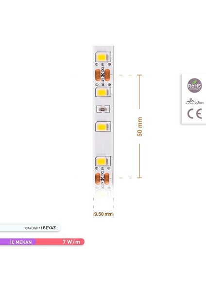Şerit LED 60 Led'li 6500K Beyaz Işık 7W 5 Metre AS01-00803 fırsatları