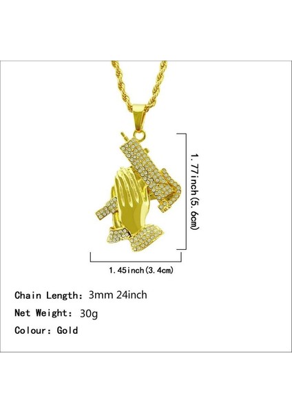 Halat Zincir Erkek Kadın Hip Hop Out Pray Hands Gun Kolye (Yurt Dışından) modelleri