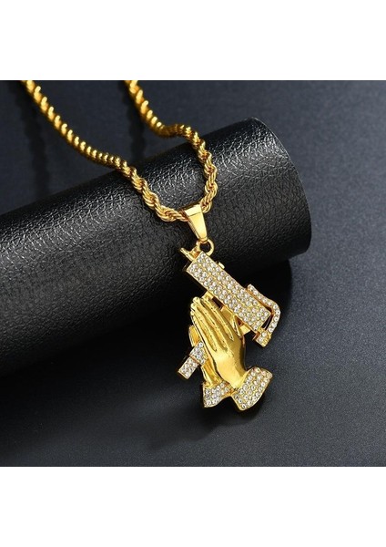 Halat Zincir Erkek Kadın Hip Hop Out Pray Hands Gun Kolye (Yurt Dışından) fırsatları