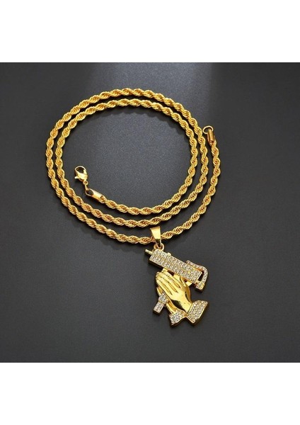 Halat Zincir Erkek Kadın Hip Hop Out Pray Hands Gun Kolye (Yurt Dışından) indirimleri