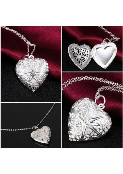 Kadın Hollow Kalp Şeklinde Fotoğraf Koyabilirsiniz Kolye (Yurt Dışından)