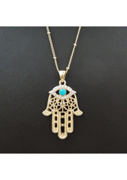 Kadın Taklidi Nazar Muska Hamsa Fatima El Charm Kolye (Yurt Dışından)