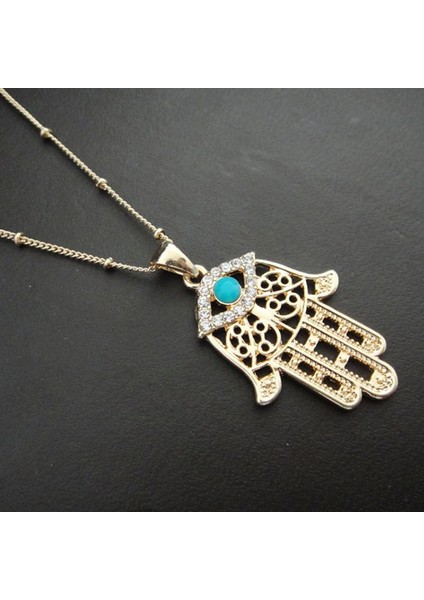 Kadın Taklidi Nazar Muska Hamsa Fatima El Charm Kolye (Yurt Dışından)
