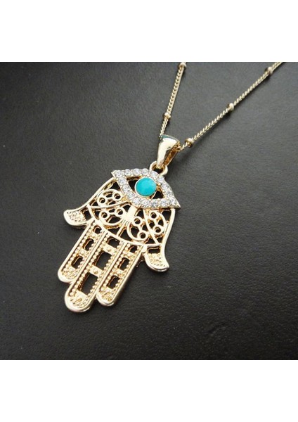 Kadın Taklidi Nazar Muska Hamsa Fatima El Charm Kolye (Yurt Dışından)
