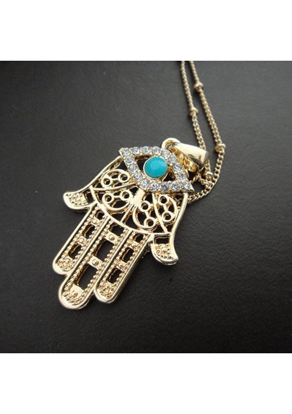 Kadın Taklidi Nazar Muska Hamsa Fatima El Charm Kolye (Yurt Dışından)