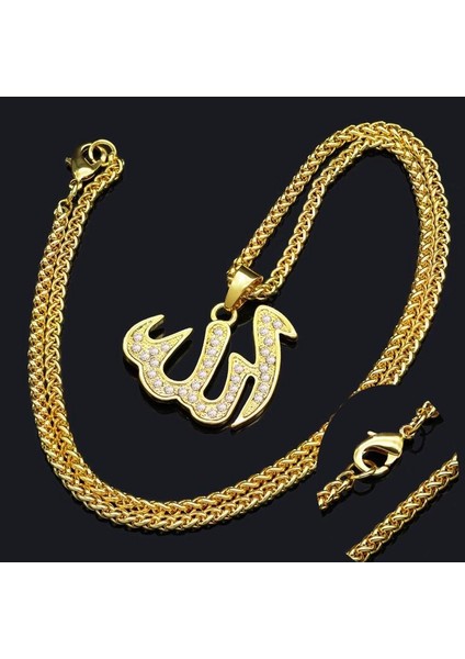 Unisex Dini Totem Link Zinciri Bükülmüş ile Allah Kolye (Yurt Dışından)