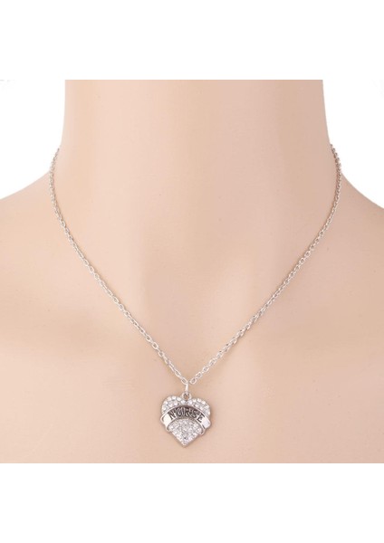 Kristal Taşlı Kalp Şeklinde Hemşire Harfli - Beyaz Kolye (Yurt Dışından) modelleri