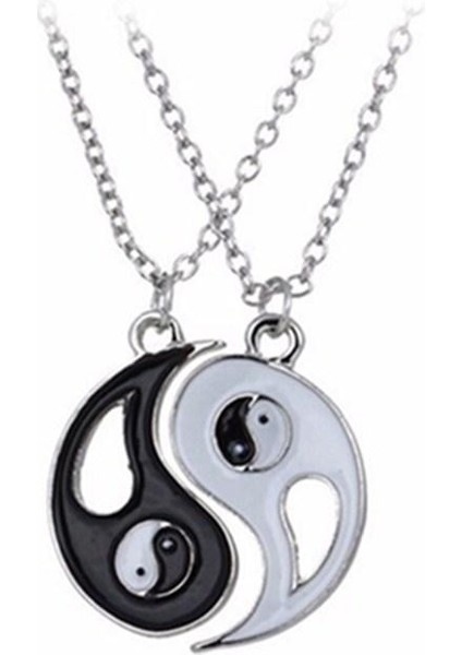 Punk Siyah Beyaz Yin Yang Tai Chi Bildirimi Zinciri Kolye (Yurt Dışından)