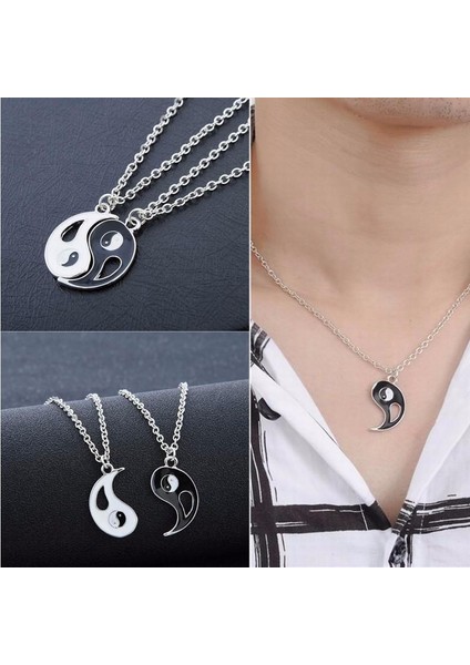 Punk Siyah Beyaz Yin Yang Tai Chi Bildirimi Zinciri Kolye (Yurt Dışından) modelleri