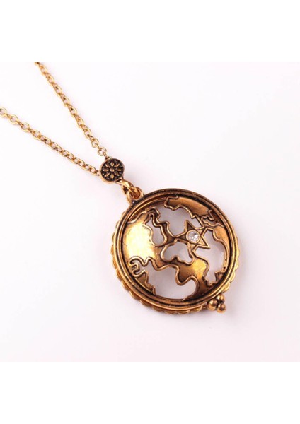 Güzel Vintage Büyüteç Zincir Antika Hollow Retro Harita Şekilli Kolye (Yurt Dışından)