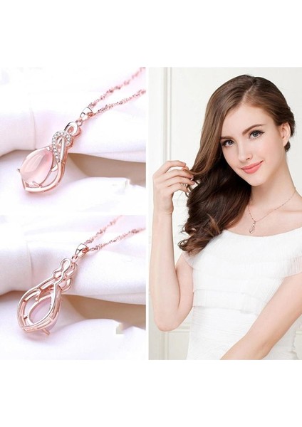 Lotus Taş Charm Yeni Şekli Kristal Opal Kadın Gül Altın Kaplama Kolye (Yurt Dışından)