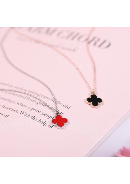 Dört Yapraklı Yonca Kadın Solmayan Gümüş Öğrenci Kore Tarzı Dekorasyon Nefis Klavikula Zinciri Kolye (Yurt Dışından)