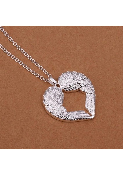 Vintage Lady 925 Şerit Taklidi Şeftali Kalp Melek Kanat Zinciri Kolye (Yurt Dışından) fiyatları