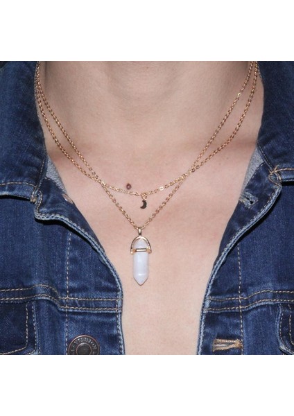 Kristal Geometrik Opal Taş Kadın Mizaç Katmanlı Trendy Cho Kolye (Yurt Dışından)