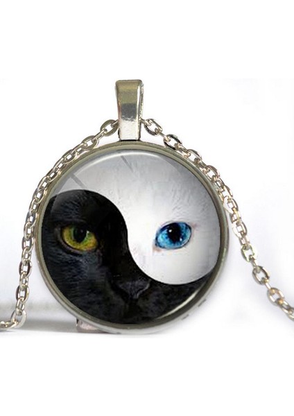 Tai Chi Yin ve Yang Kedi Yüz Unisex Kadın Erkek Taş Kazak Kolye (Yurt Dışından) fiyatları