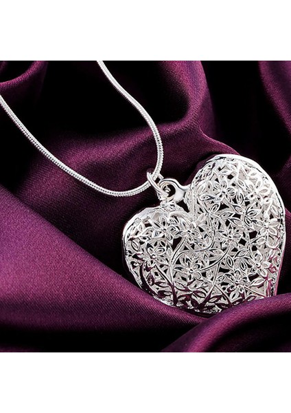 Charm Gümüş Kaplama Kalp Hollow Retro Kolye (Yurt Dışından) modelleri