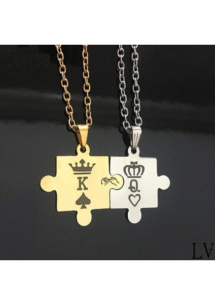 K Q Taç Bulmaca Tarzı Çiftler Sevgilisi Kolye (Yurt Dışından)