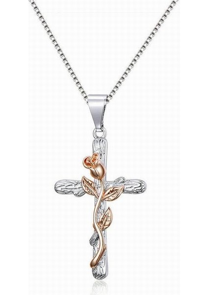 Trendy Unisex Punk Mücevher Kutusu Zincir Gül Haç Kolye (Yurt Dışından) modelleri