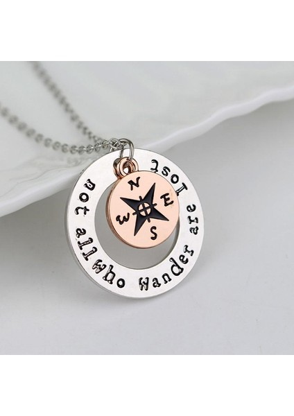 Her Dolaşan Kaybolmaz '' Pusula Ingiliz Alfabesi Kolye (Yurt Dışından)