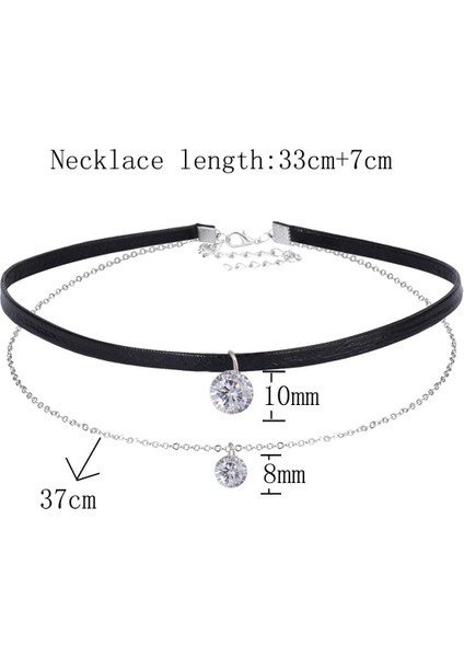 Kristal Charm Katmanlı Deri Kadın Için ve Gotik Collier Kolye (Yurt Dışından) modelleri