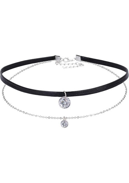 Kristal Charm Katmanlı Deri Kadın Için ve Gotik Collier Kolye (Yurt Dışından) fırsatları