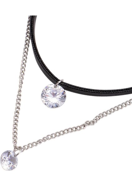 Kristal Charm Katmanlı Deri Kadın Için ve Gotik Collier Kolye (Yurt Dışından) indirimleri