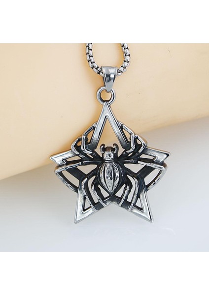 Erkek Retro Örümcek Paslanmaz Çelik Zinciri Kolye (Yurt Dışından) indirimleri