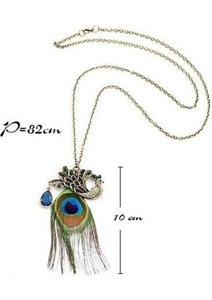 Boho Kristal Uzun Zincir Tavuskuşu Kazak Kolye (Yurt Dışından) fiyatları