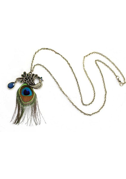 Boho Kristal Uzun Zincir Tavuskuşu Kazak Kolye (Yurt Dışından) modelleri