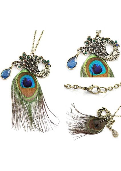 Boho Kristal Uzun Zincir Tavuskuşu Kazak Kolye (Yurt Dışından) fırsatları