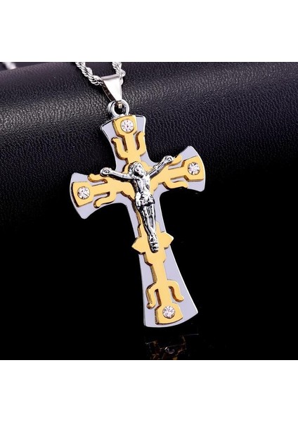 Huaqı Erkek Paslanmaz Çelik Çapraz Isa Haç Çapraz Kolye (Yurt Dışından)