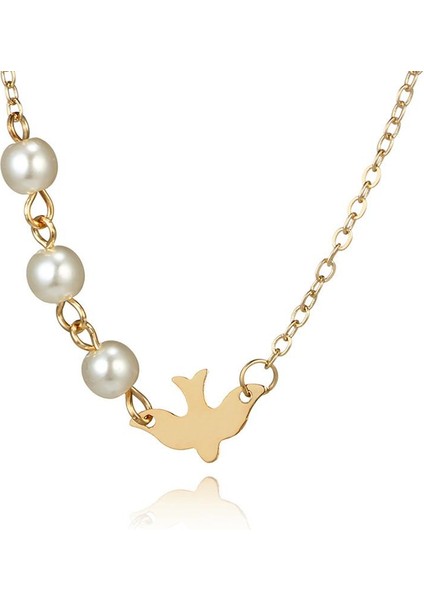 Geometrik Inciler Küçük Kuş Kısa Bölmeli Köprücük Zinciri Kolye (Yurt Dışından)