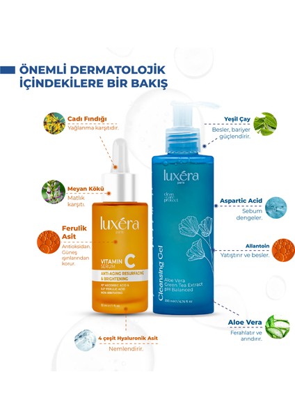Cilt Için Vegan Bakım Seti ( C Vitamini Serum + Cleansing Gel / Temizleme Jeli) fiyatları