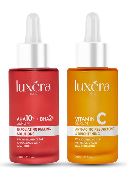 Cilt Bakım Seti (C Vitamin Serumu + Aha Bha Kırmızı Peeling)