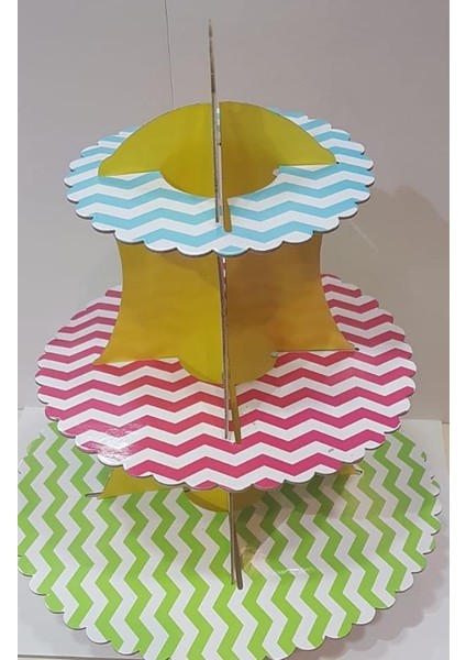 Coşan Pastacılık Stand Cupcake 3 Lü Zigzag Renkli