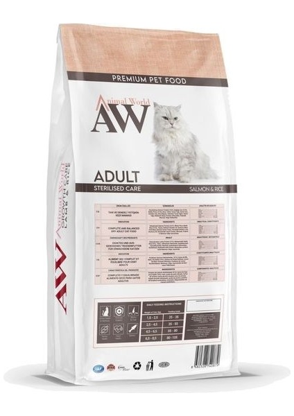 Animal World Sterilised Somonlu Kısırlaştırılmış Kedi Maması 15 kg