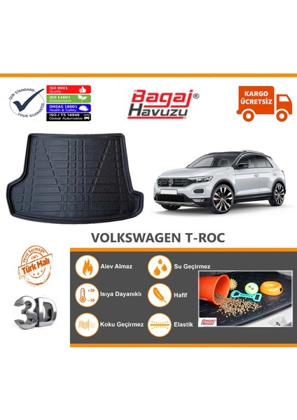 2020 Vw T-Roc Bagaj Havuzu 3D Tam Uyumlu Kauçuk