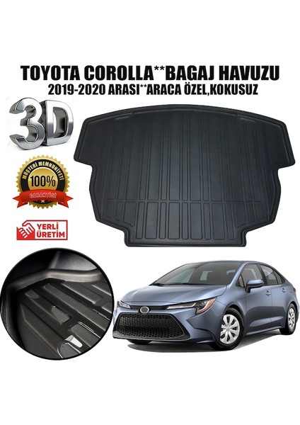2020 Toyota Corolla Bagaj Havuzu Tam Uyumlu Kauçuk