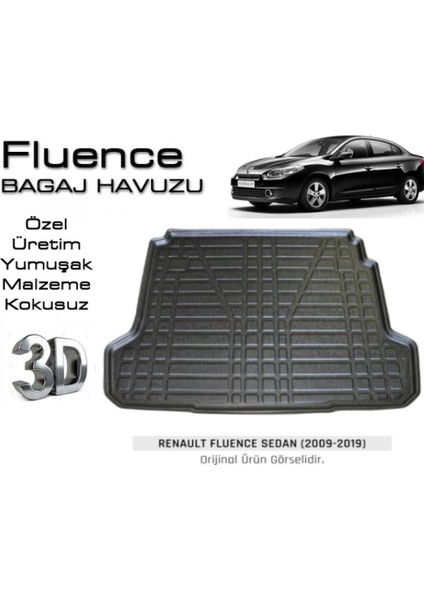 Bagaj Havuzu Fluence 2009-2019 3D Tam Uyumlu Siyah L