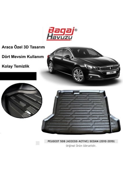 2013 Peugeot 508 Bagaj Havuzu Uyumlu Model Siyah Kokusuz Kauçuk